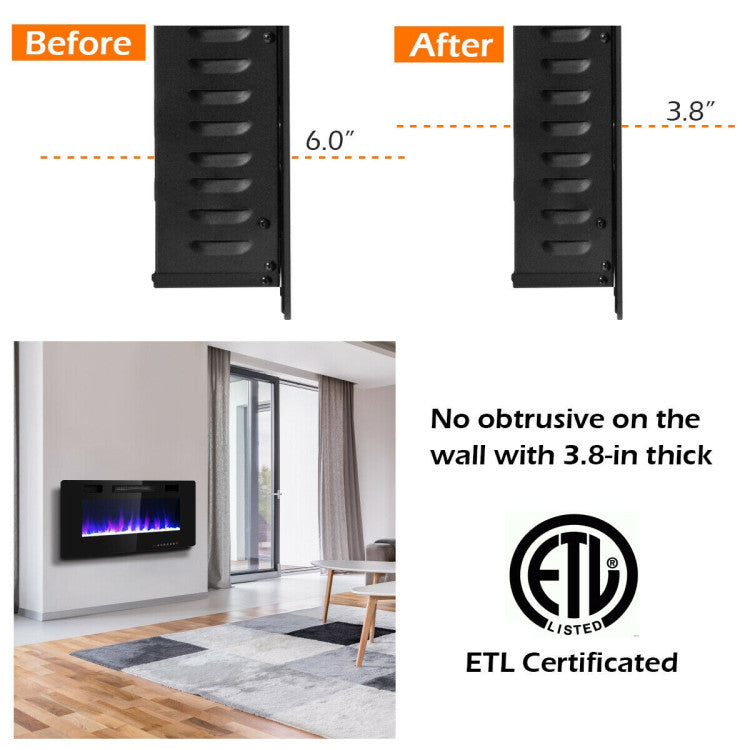 Black wall fireplace with sleek design