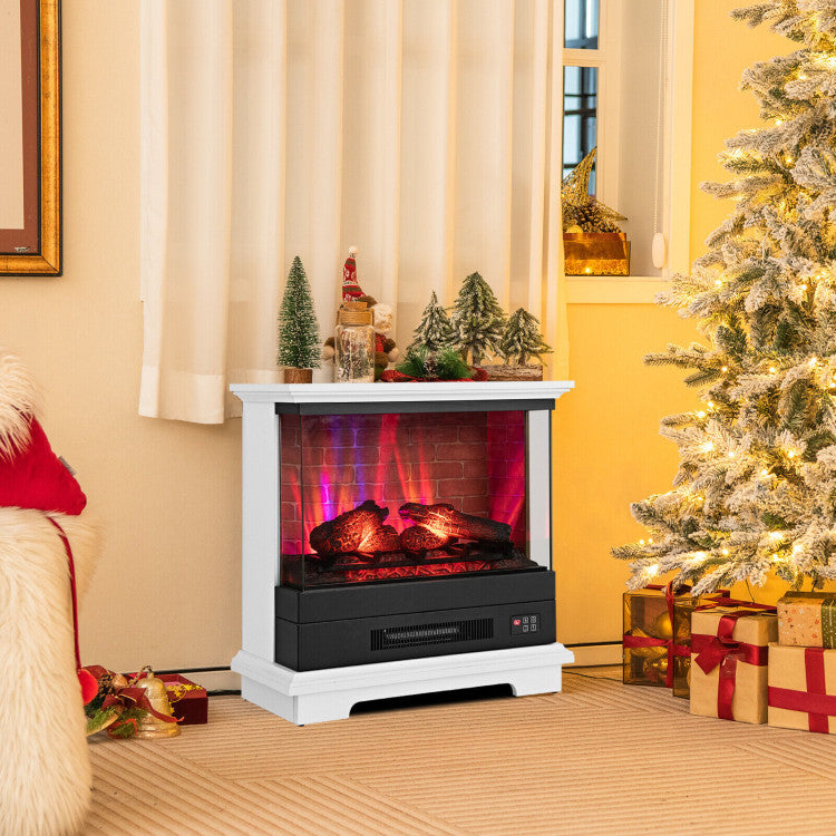 Brown 27 Inch Freestanding Electric Fireplace