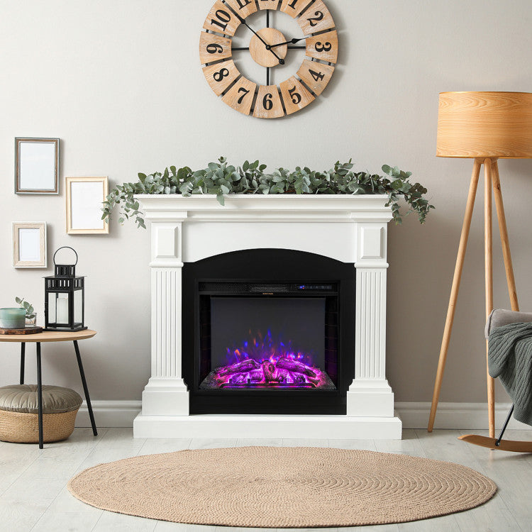 Built-In Electric Fireplace with Adjustable Flame Brightness