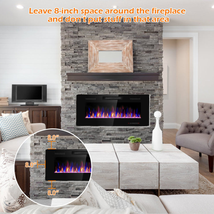 Built-in fireplace in modern living room