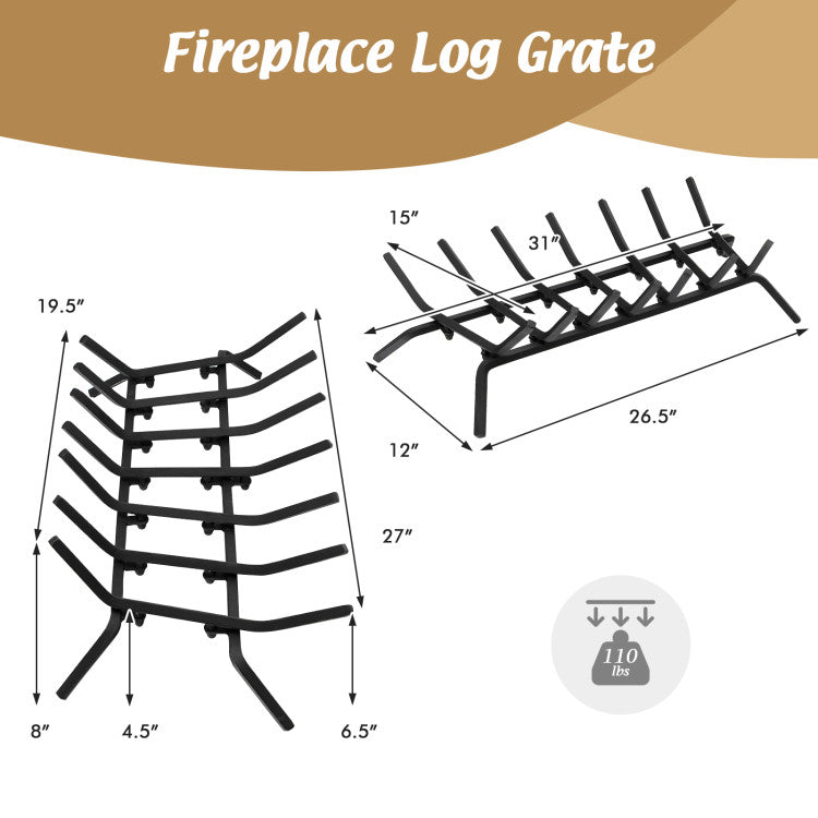 Fireplace grate with air circulation design