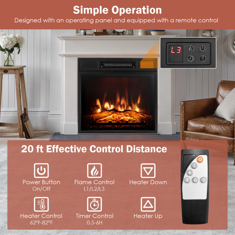 Compact Electric Fireplace Insert for Bedroom Heater