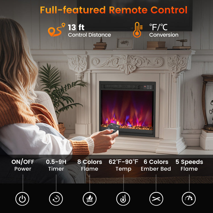 compact electric fireplace insert for small spaces