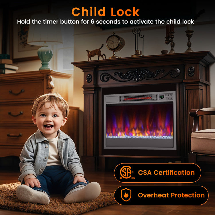 Compact 23-inch electric fireplace insert for small spaces