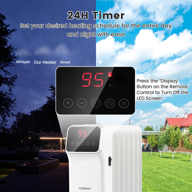 Compact Electric Radiator with Built-In Cord Storage