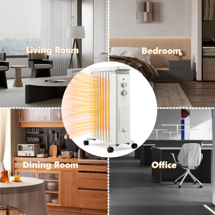 Compact Electric Radiator with Built-In Cord Storage