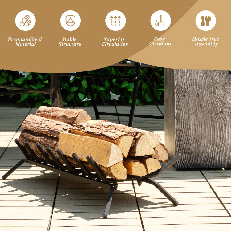 Compact fireplace log rack for storage