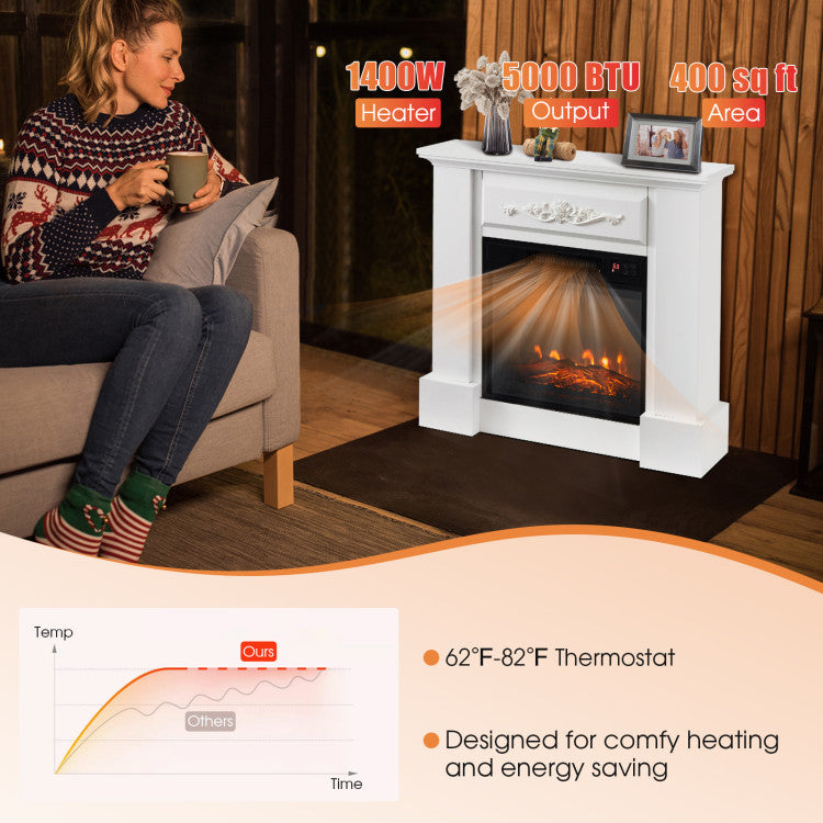 Corner TV cabinet with assembled electric fireplace