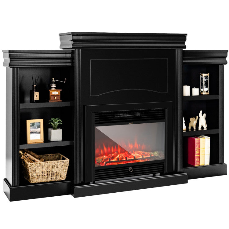Corner TV stand with built-in fireplace option and modern storage