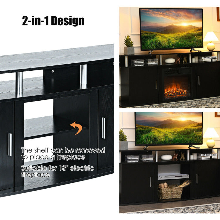 Corner TV unit with fireplace compatibility side view