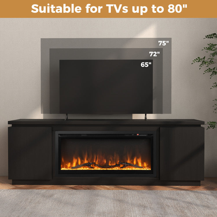 Corner TV unit with built-in fireplace