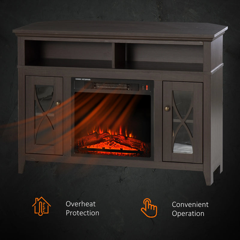 Corner TV Unit with Built-in Electric Fireplace