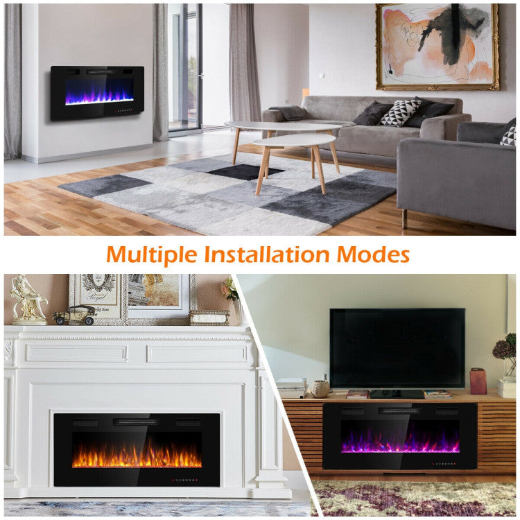 Crystal bed fireplace with LED flame display