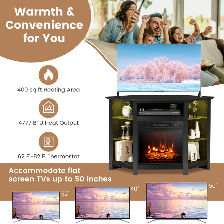 CSA-certified electric fireplace with safety features
