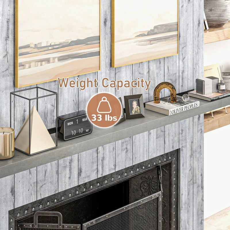  Decorative shelf mantel above electric fireplace