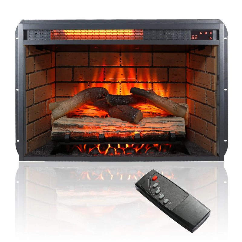 Electric fireplace stand with door sensor and auto shutoff