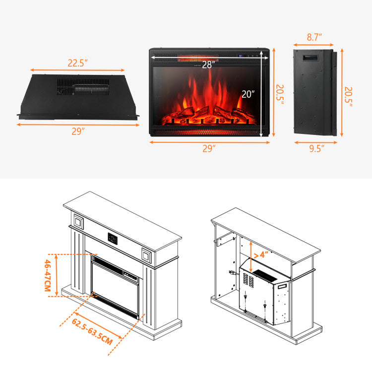 Dual installation freestanding or recessed electric fireplace