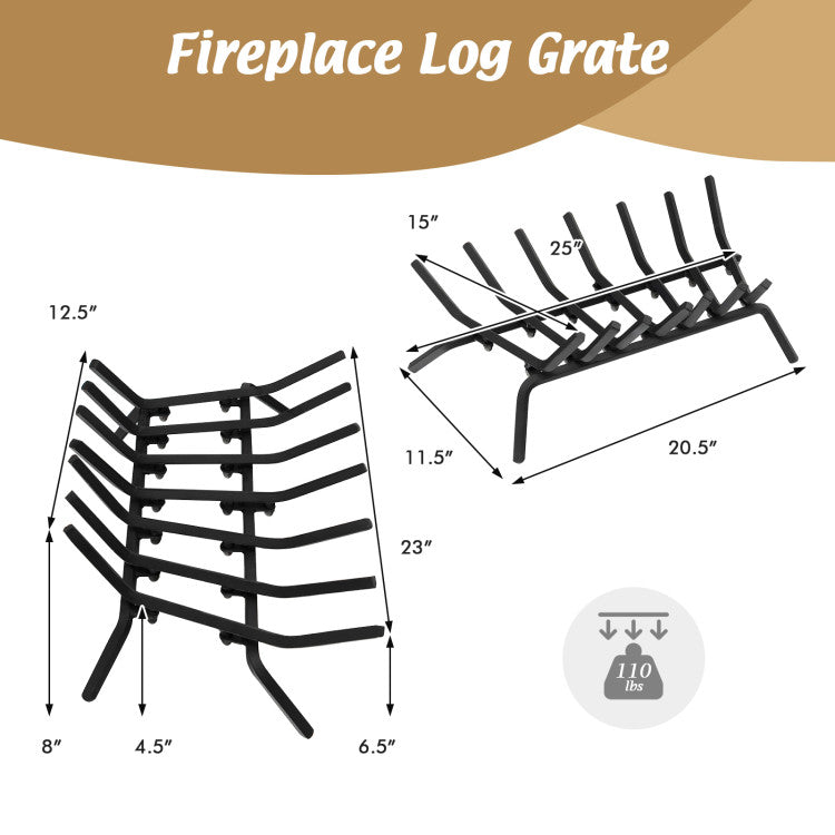  Easy-clean log grate for fireplaces