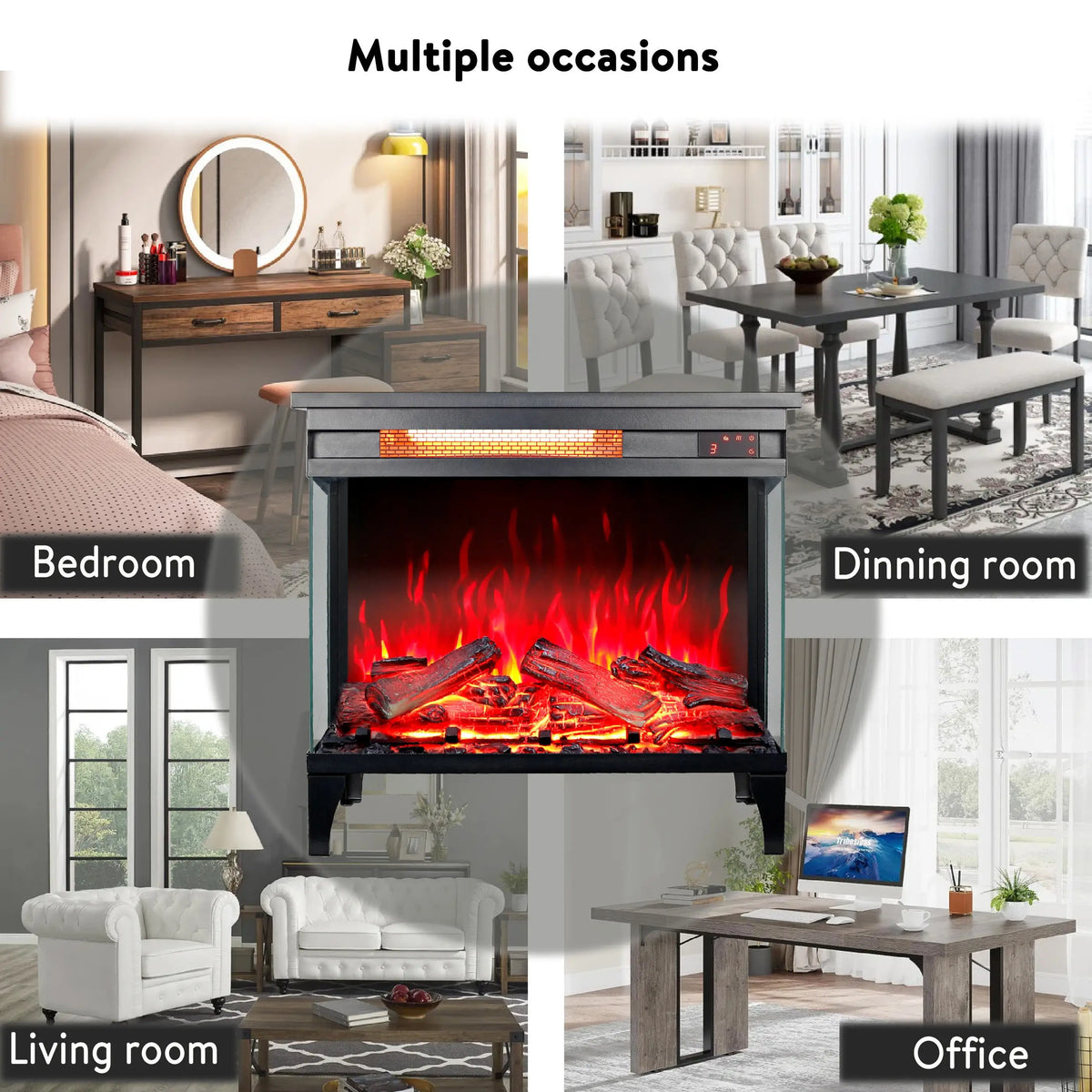 Easy installation with just a power outlet for this freestanding electric fireplace.