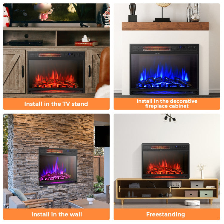 Easy-to-install 25 inch electric fireplace insert