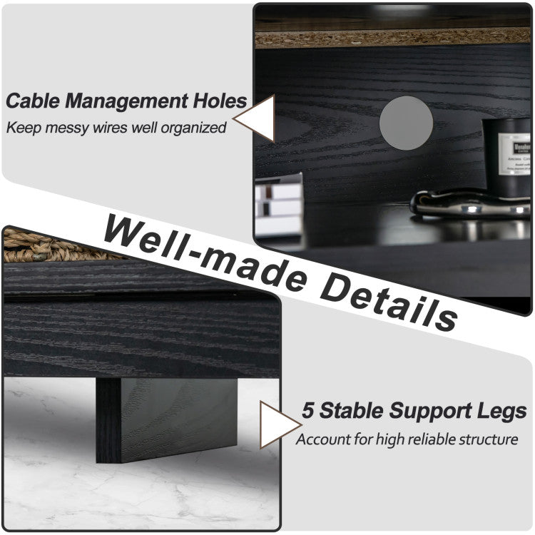 Electric fire TV unit with integrated cable management