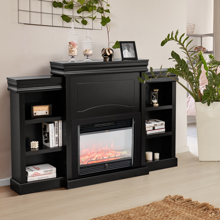 Electric fireplace console TV cabinet with retro modern look