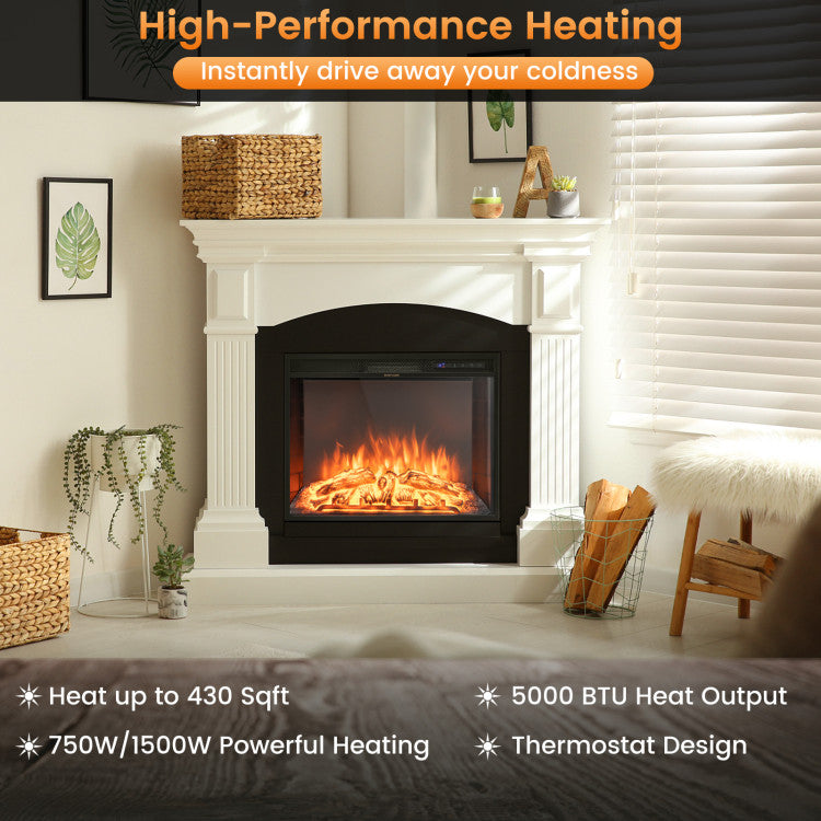 Electric Fireplace Heater with Adjustable Flame Settings