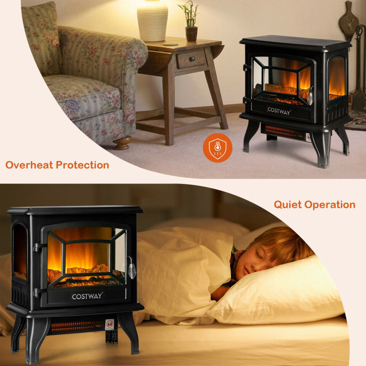 Illustration showing the simple assembly process of the electric fireplace heater