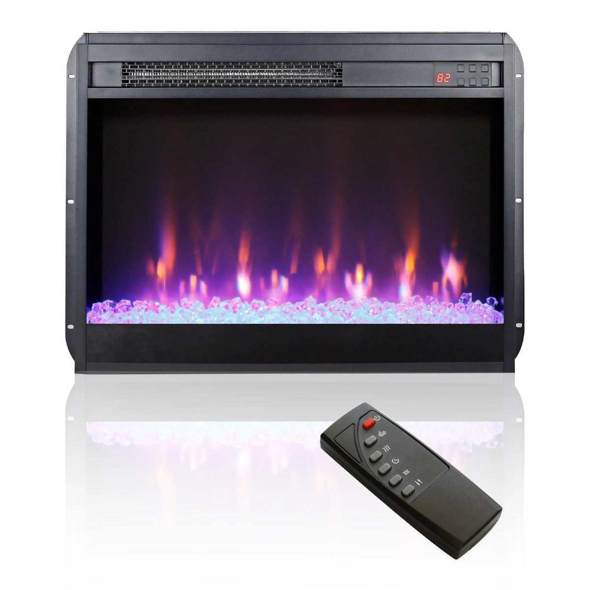 Realistic flame with 9 adjustable brightness settings for perfect ambiance.