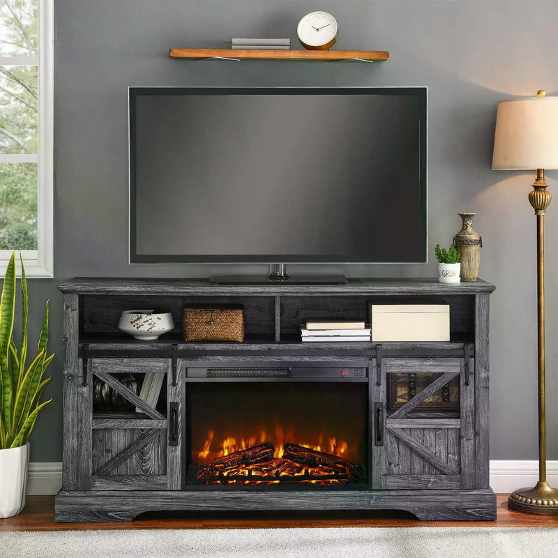 Electric Fireplace Insert with Log Set & Remote Control