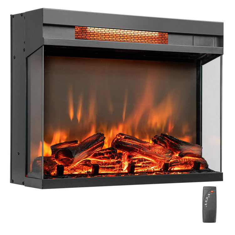 Electric fireplace insert with realistic log set