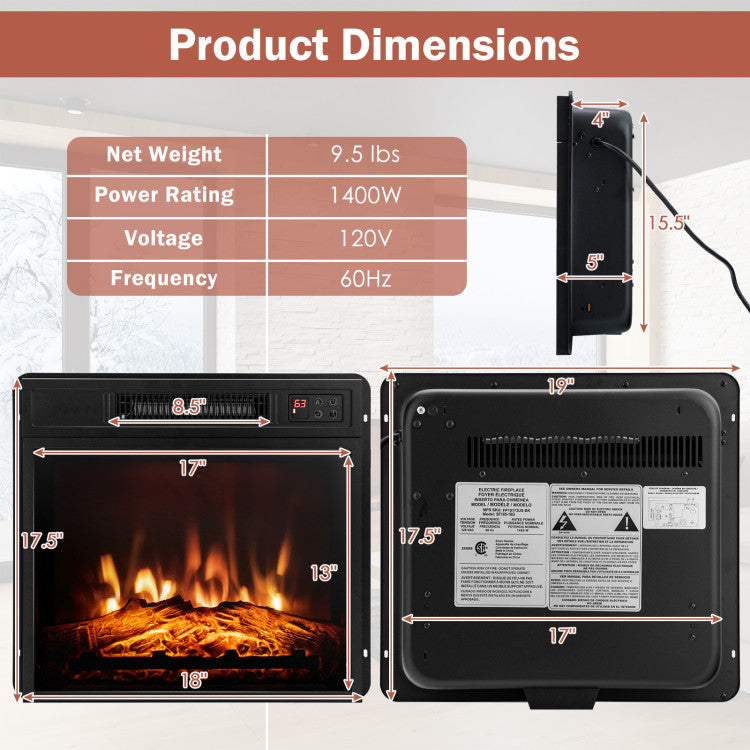 Electric Fireplace Insert with Remote Control Operation