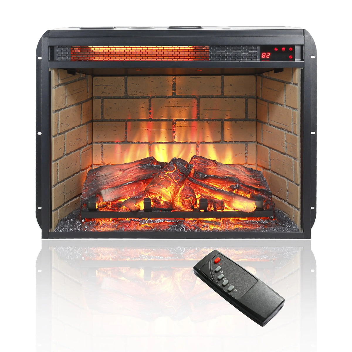 Electric fireplace insert with life-like resin logs