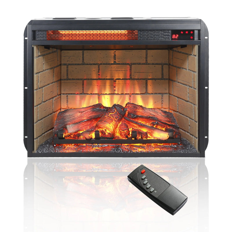 Electric fireplace insert with life-like resin logs