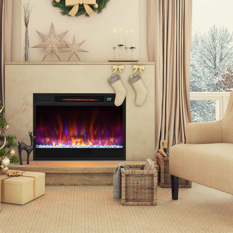 Remote-controlled electric fireplace insert heater