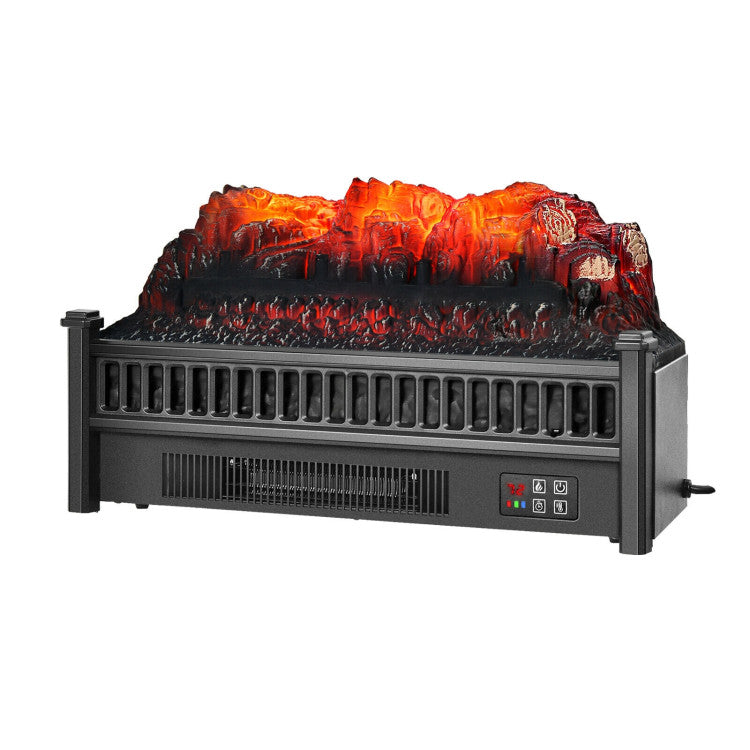1400W electric fireplace log insert heater with adjustable flames.