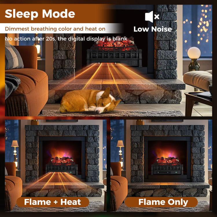 Electric fireplace log set insert for wood-burning fireplaces