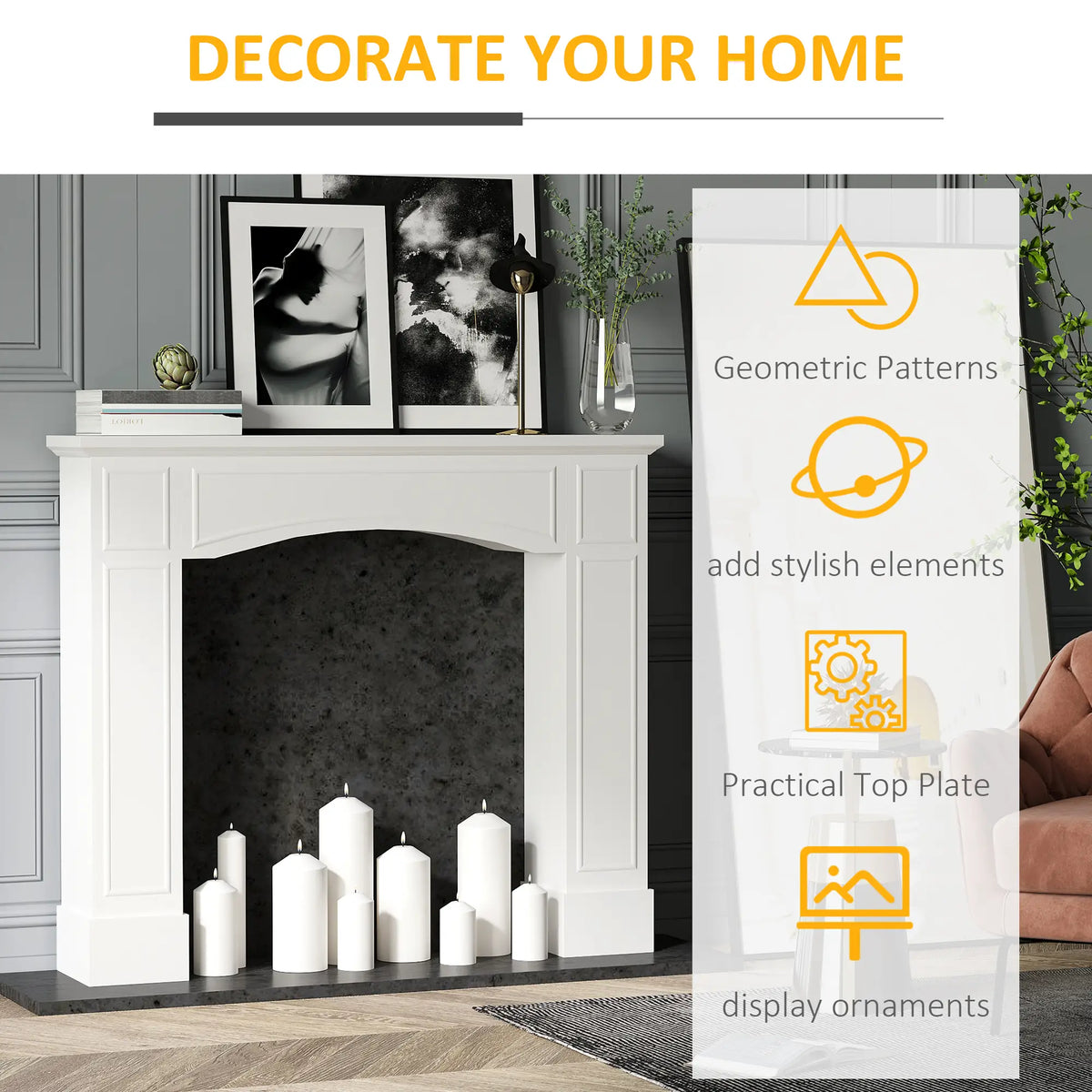 Fireplace Mantel Surround for Electric Fireplaces with Display Shelf