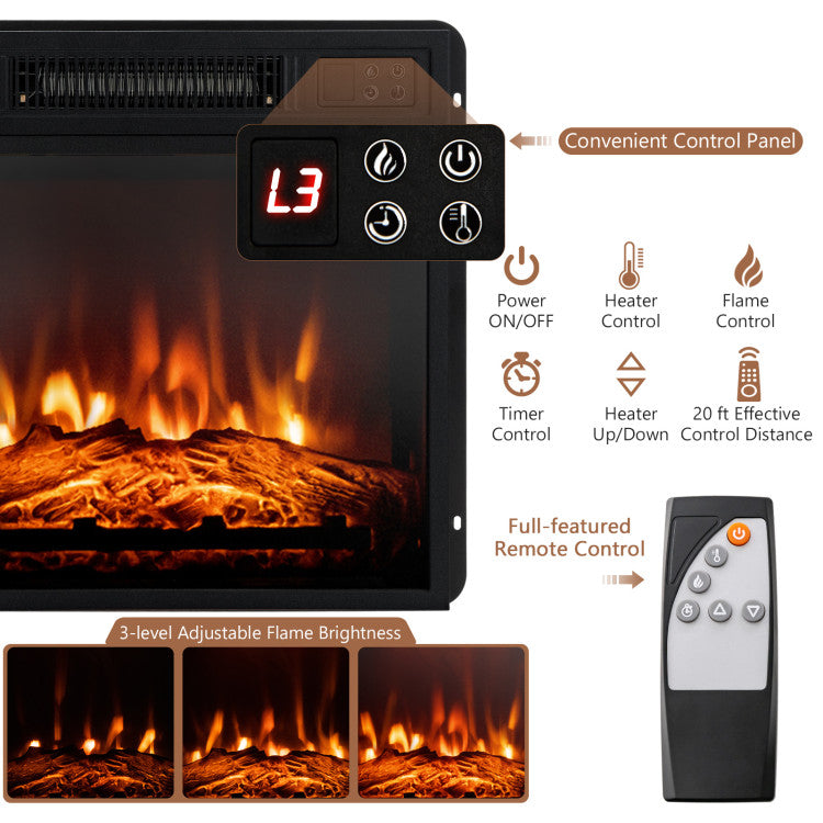 3 flame modes on electric fireplace media center
