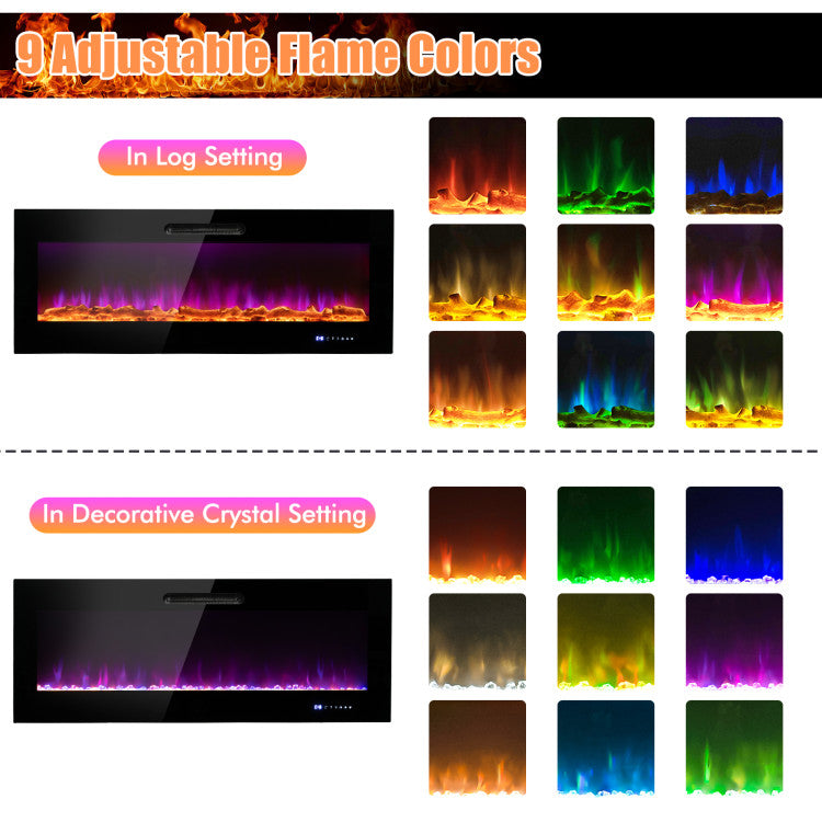 Touchscreen LED control panel on wall electric fireplace