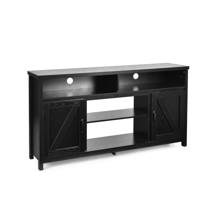 59 inch electric fireplace TV stand with barn doors for modern living rooms