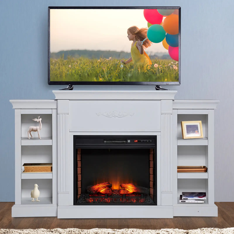 Electric Fireplace TV Stand with 6 Adjustable Shelves for Storage