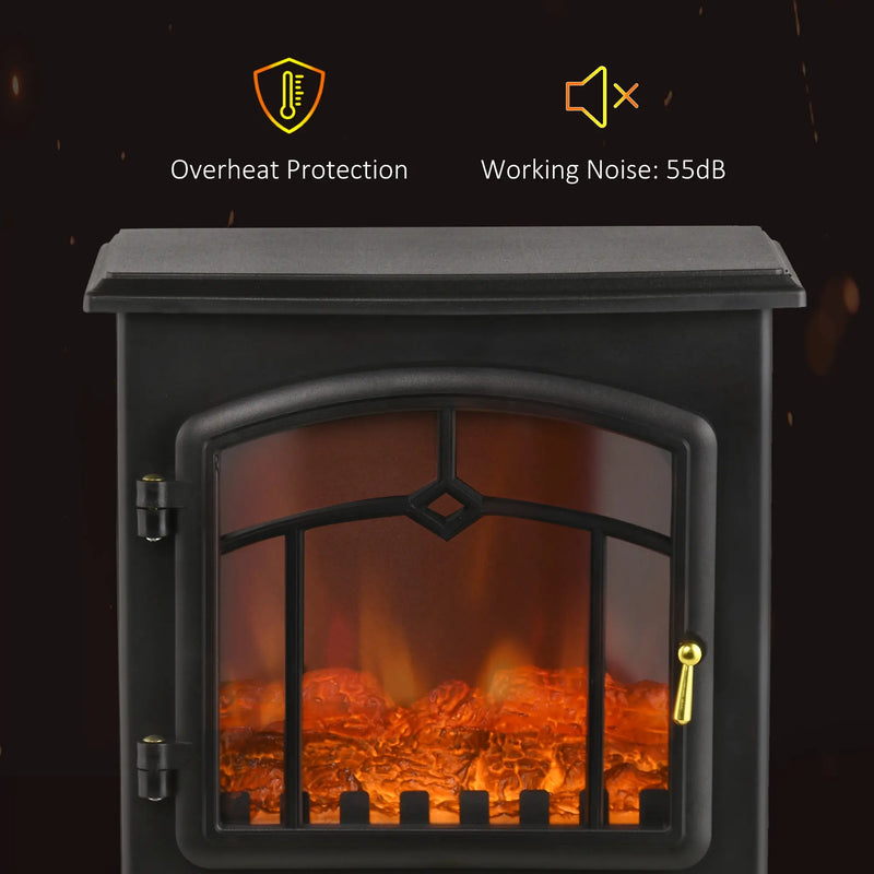 Electric fireplace heater with LED log inserts.