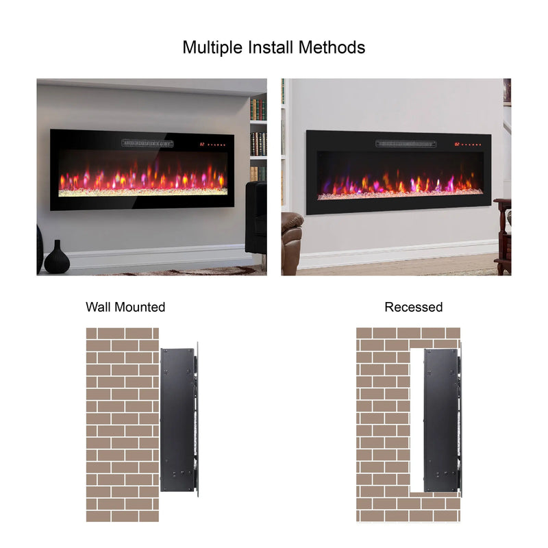 60" Electric Fireplace with Remote & Touch Controls