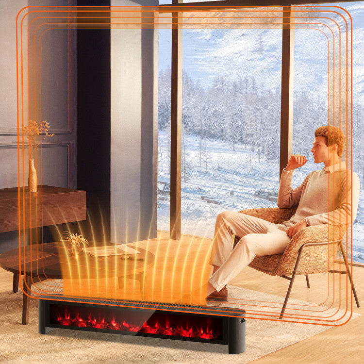 Electric heater with adjustable thermostat and colorful flame effects