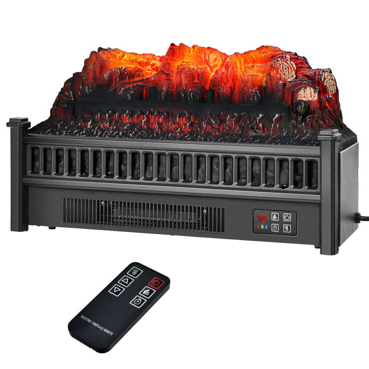Compact electric insert fireplace logs with remote control