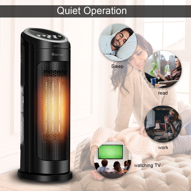 Ceramic space heater setup in bedroom for nighttime heating