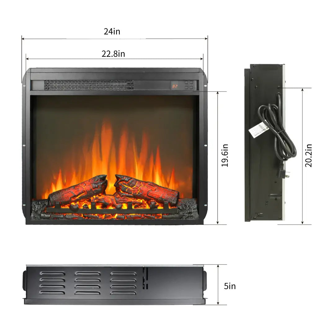 Energy-Efficient 23" Electric Fireplace Insert – 1400W Heater