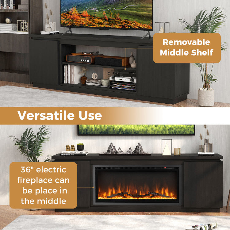 Full entertainment center setup with space for fireplace