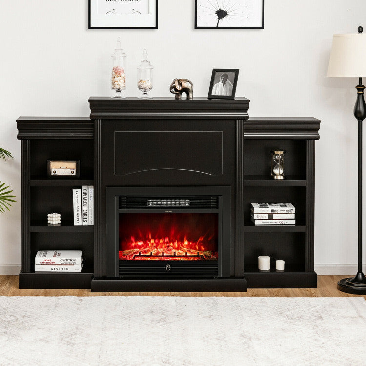 Entertainment center with fireplace and durable wooden MDF frame